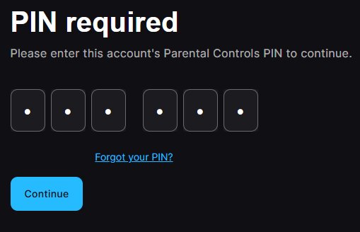 Parental Control PIN